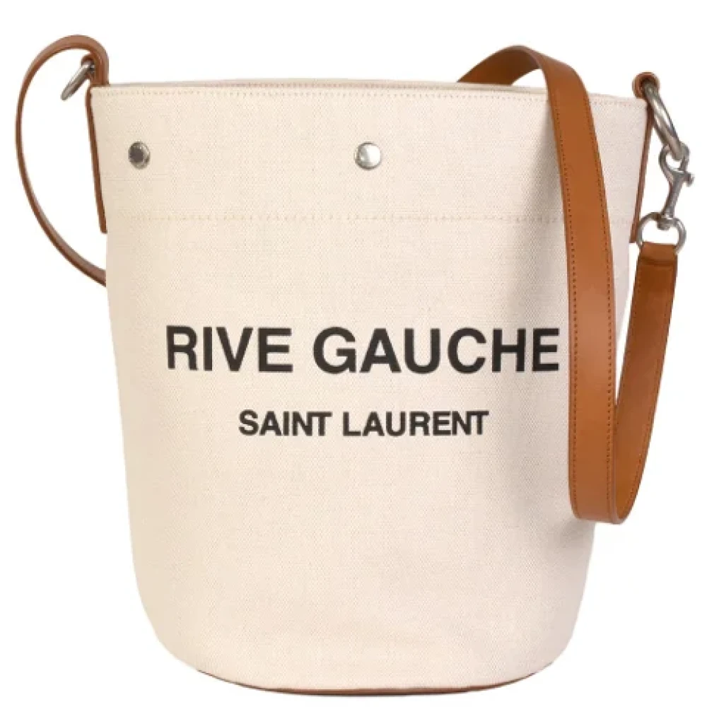 Saint Laurent Vintage Pre-owned Canvas shoulder-bags Beige Dames