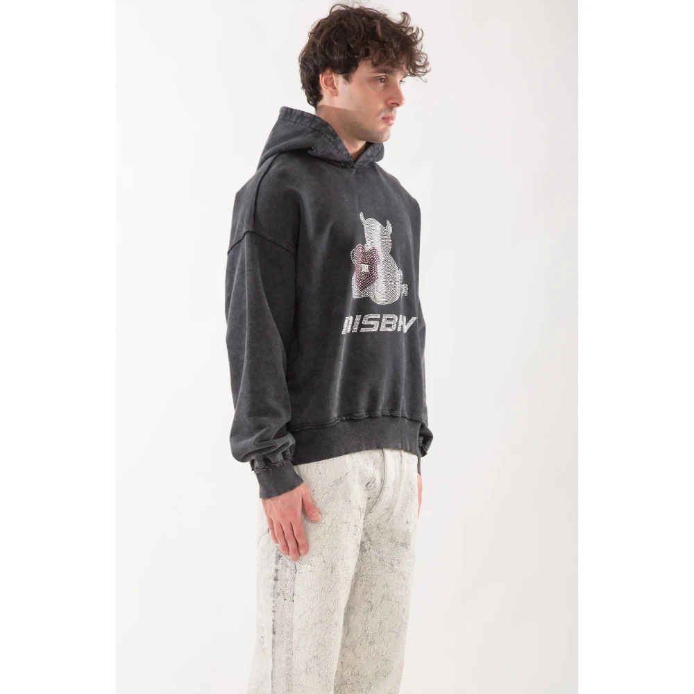 Misbhv Strass Hoodie in Gewassen Zwart Black Heren