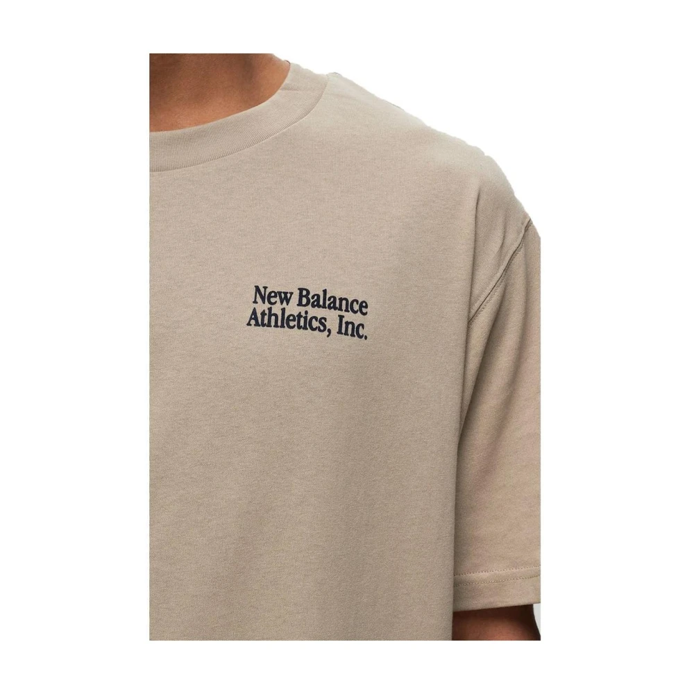New Balance Beige Katoenen Crew Neck Tee Beige Heren