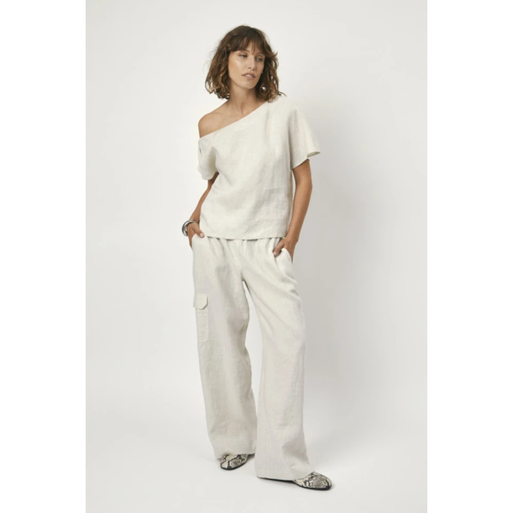 Dante 6 Linnen zomerbroek met trekkoord Gray Dames