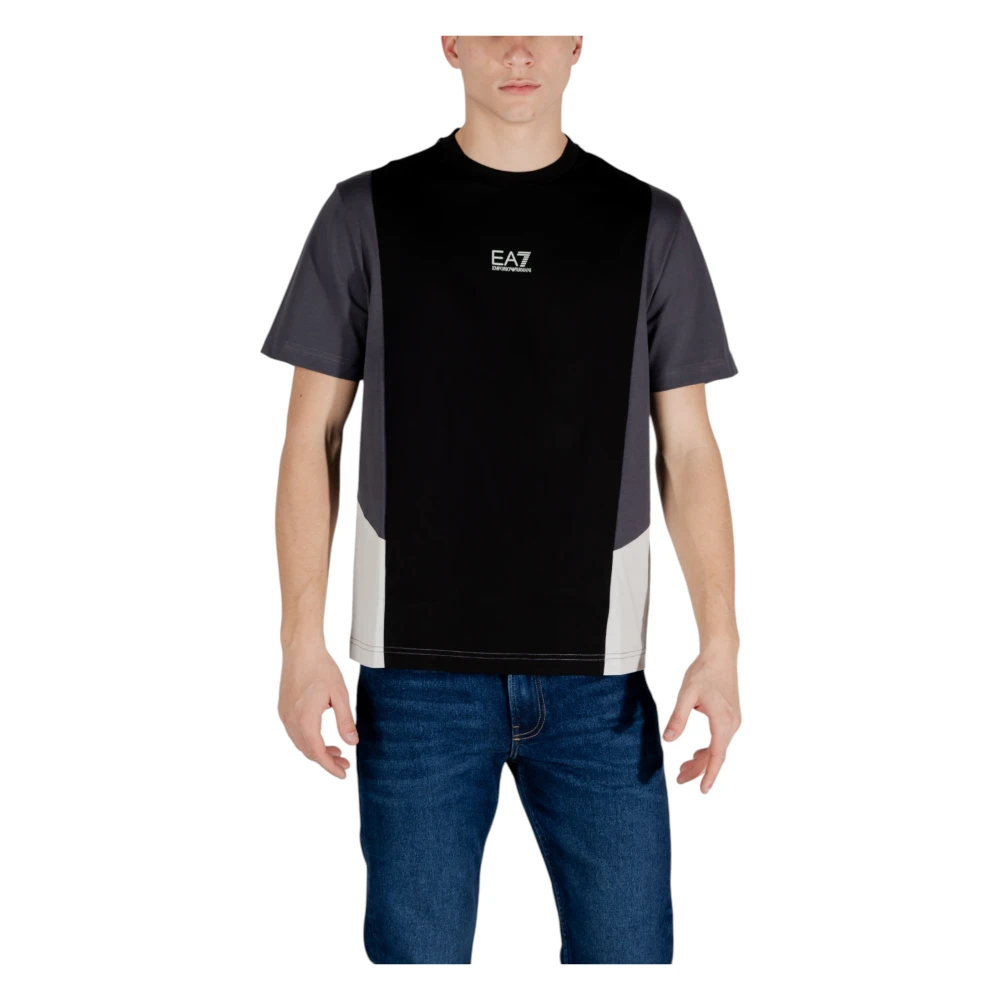 Emporio Armani EA7 Multifärgad bomullst-shirt med korta ärmar Multicolor, Herr