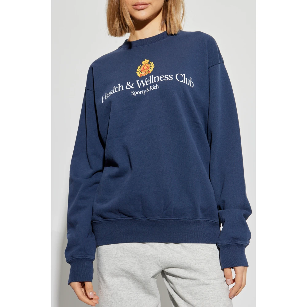 Sporty & Rich Sweatshirt uit de NY Crest collectie Blue Unisex