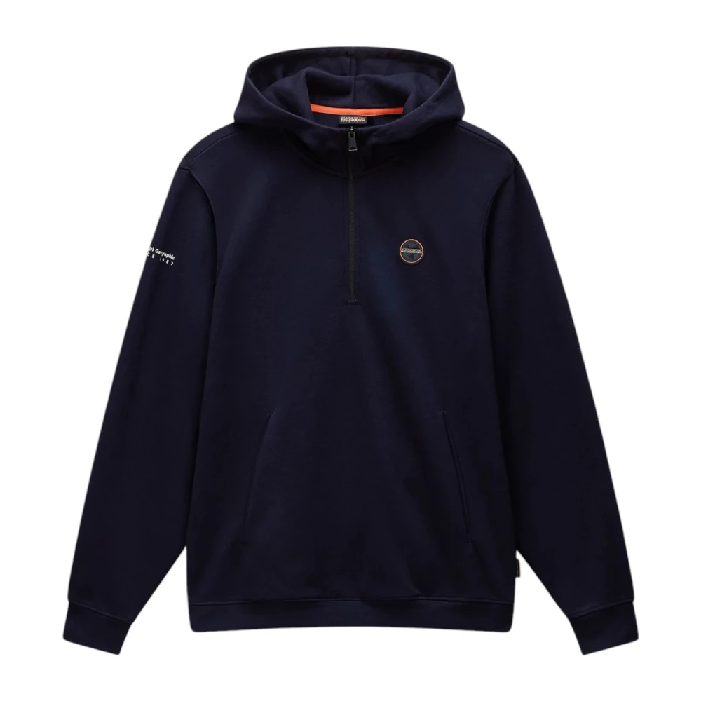 Napapijri Blauwe Hoodie B-Badge Sweater Blue Heren