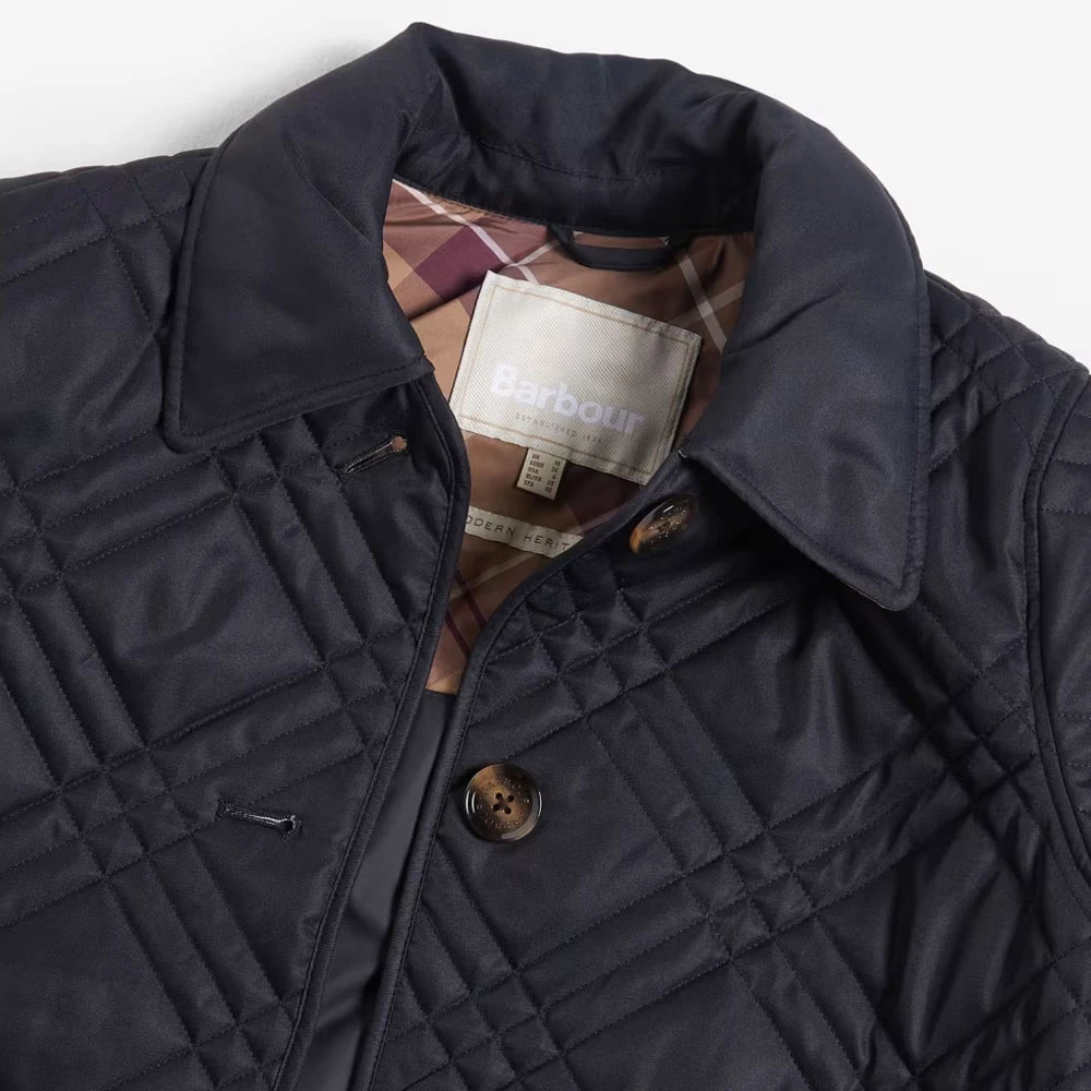 Barbour Gewatteerde jas met nieuw tartandetail Blue Dames