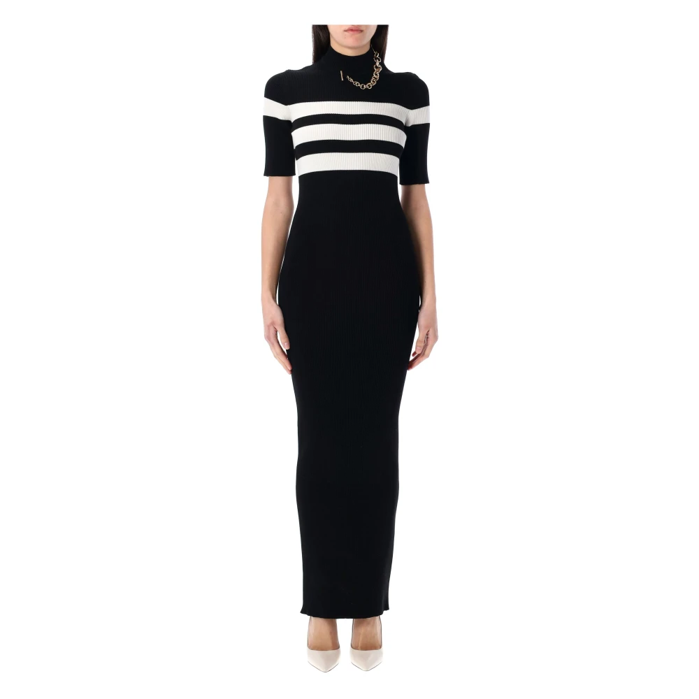 Jean Paul Gaultier Gestreepte Gebreide Jurk Zwart Wit Black Dames