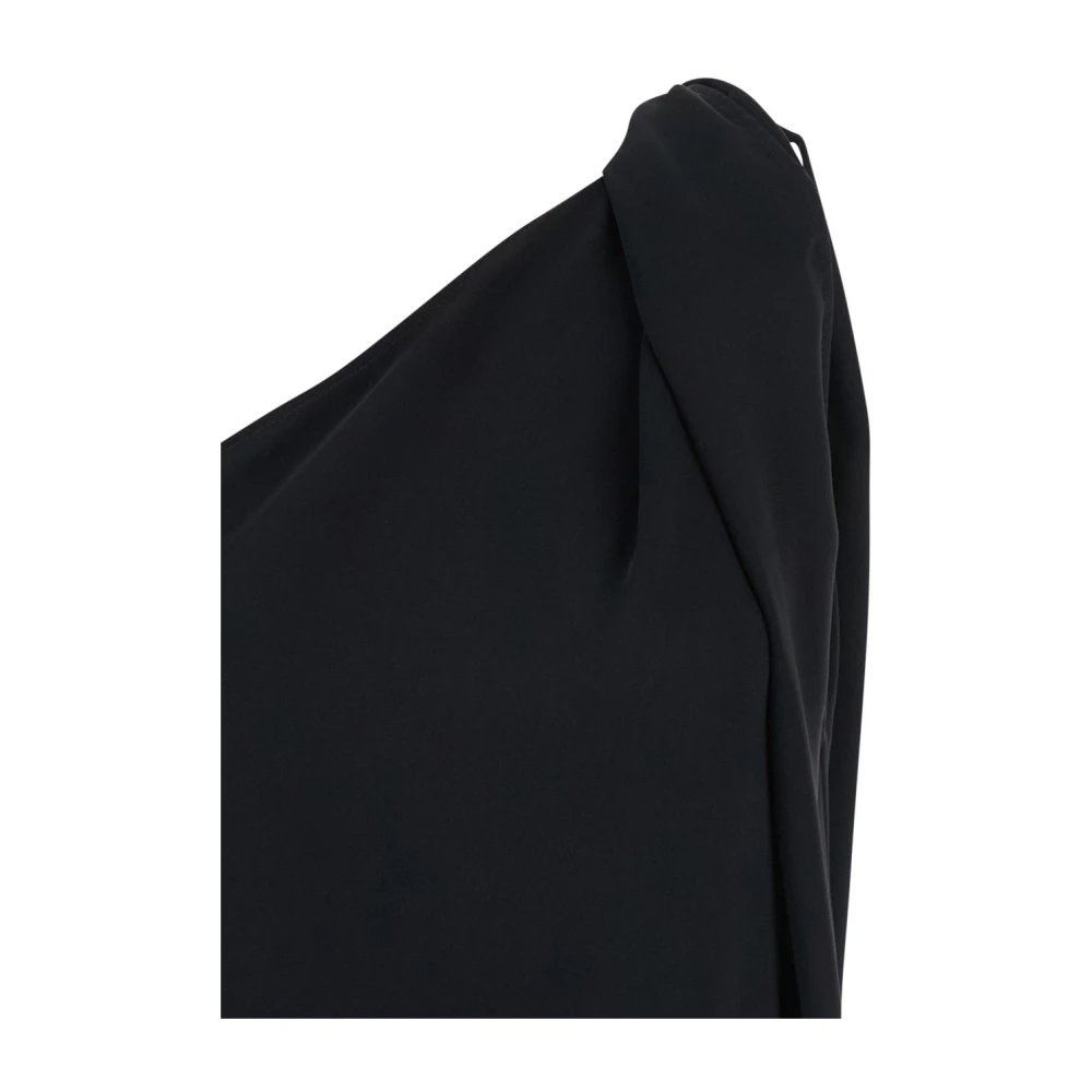 P.a.r.o.s.h. Zwarte One-Shoulder Tech Fabric Jurk Black Dames