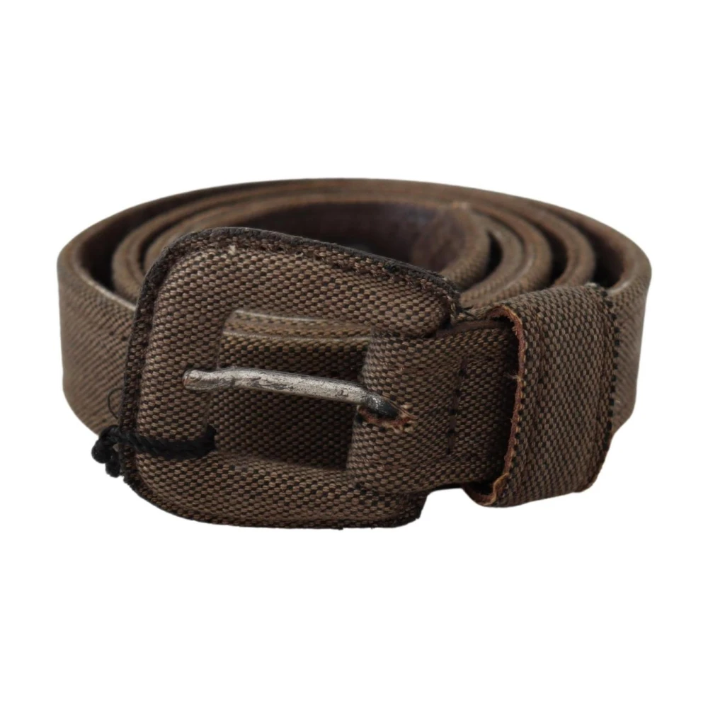 Costume National Men's Brown Leather Logo Buckle Belt