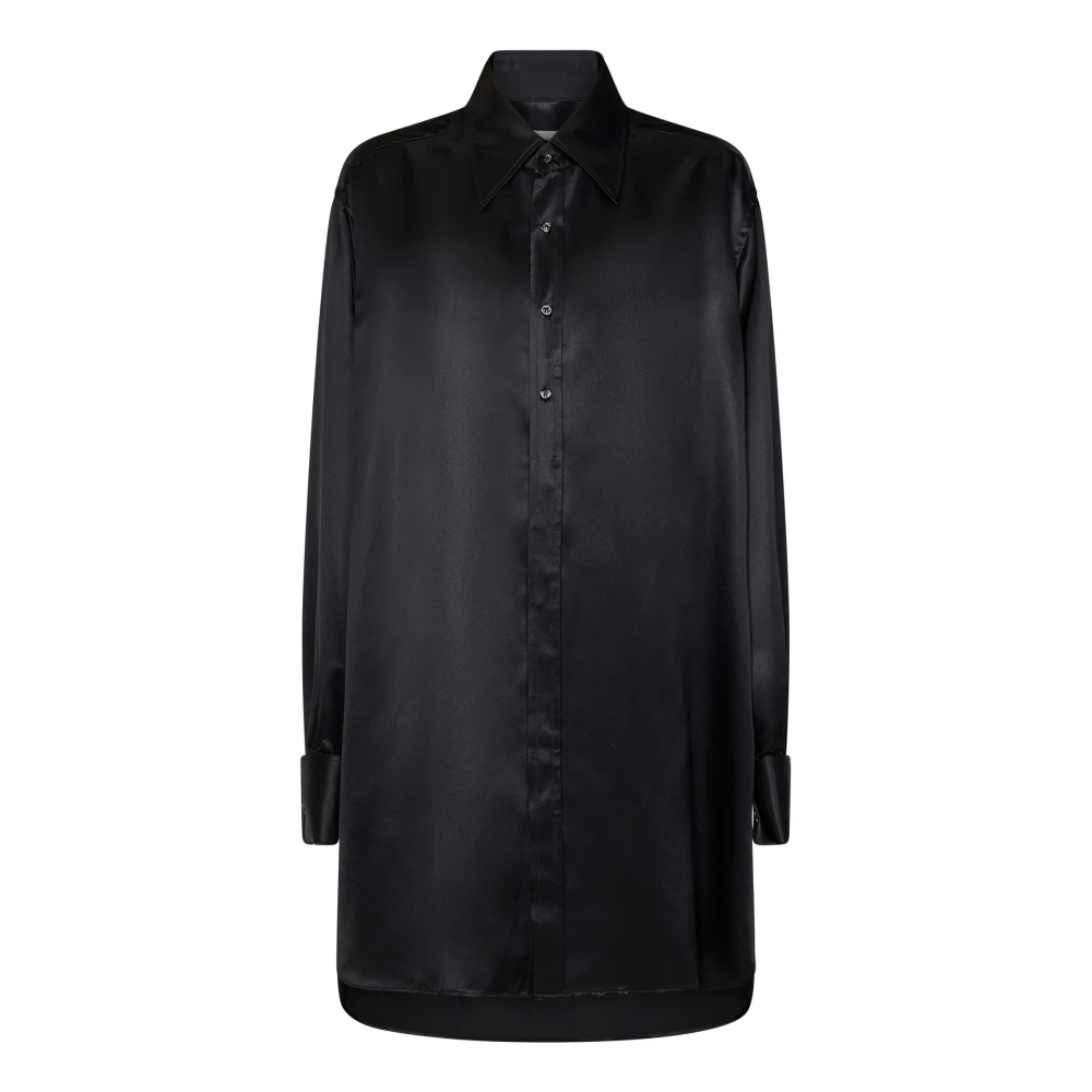Maison Margiela Zwarte Zijden Overhemd Elegante Moeder-van-Parel Knopen Black Dames