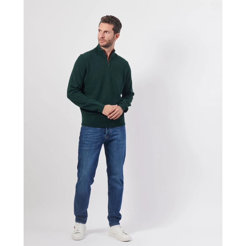 Hugo Boss Groene Wollen Rits Trui Emarlo Green Heren
