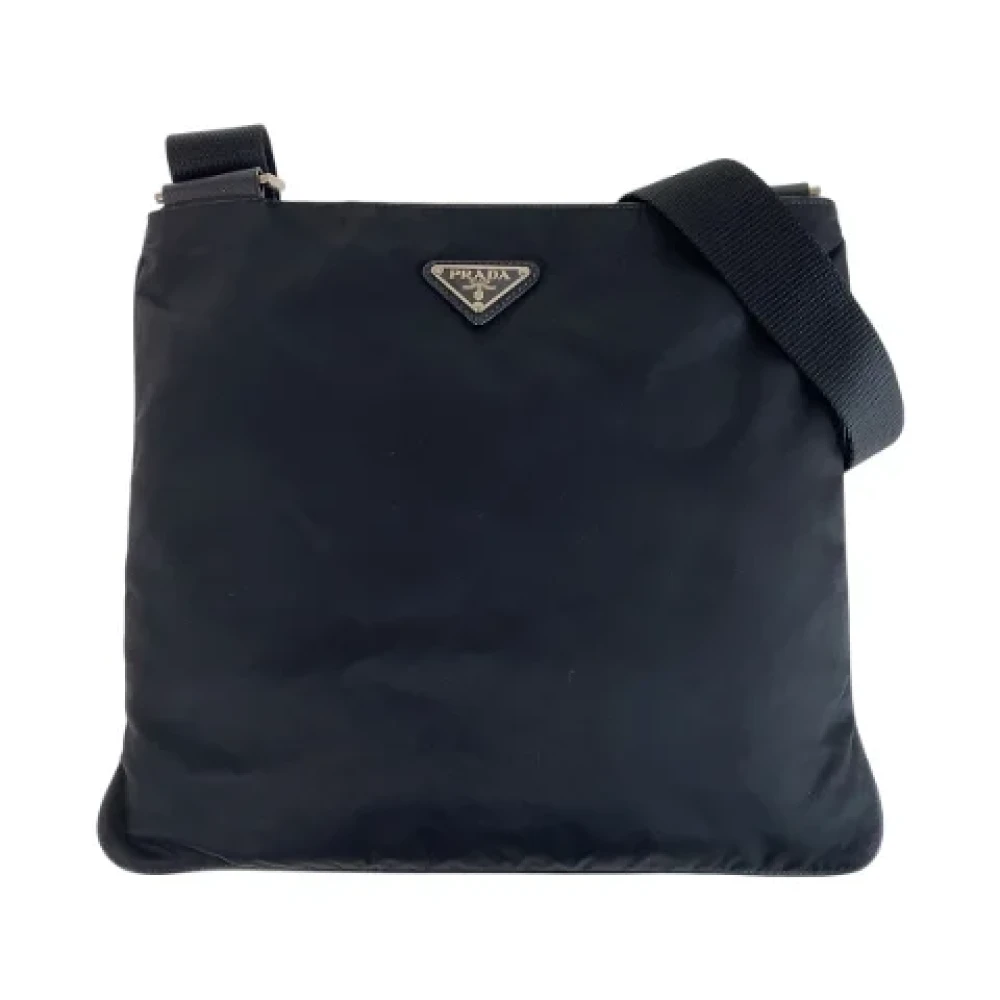 Prada Vintage Pre-owned Canvas crossbody-bags Black Heren