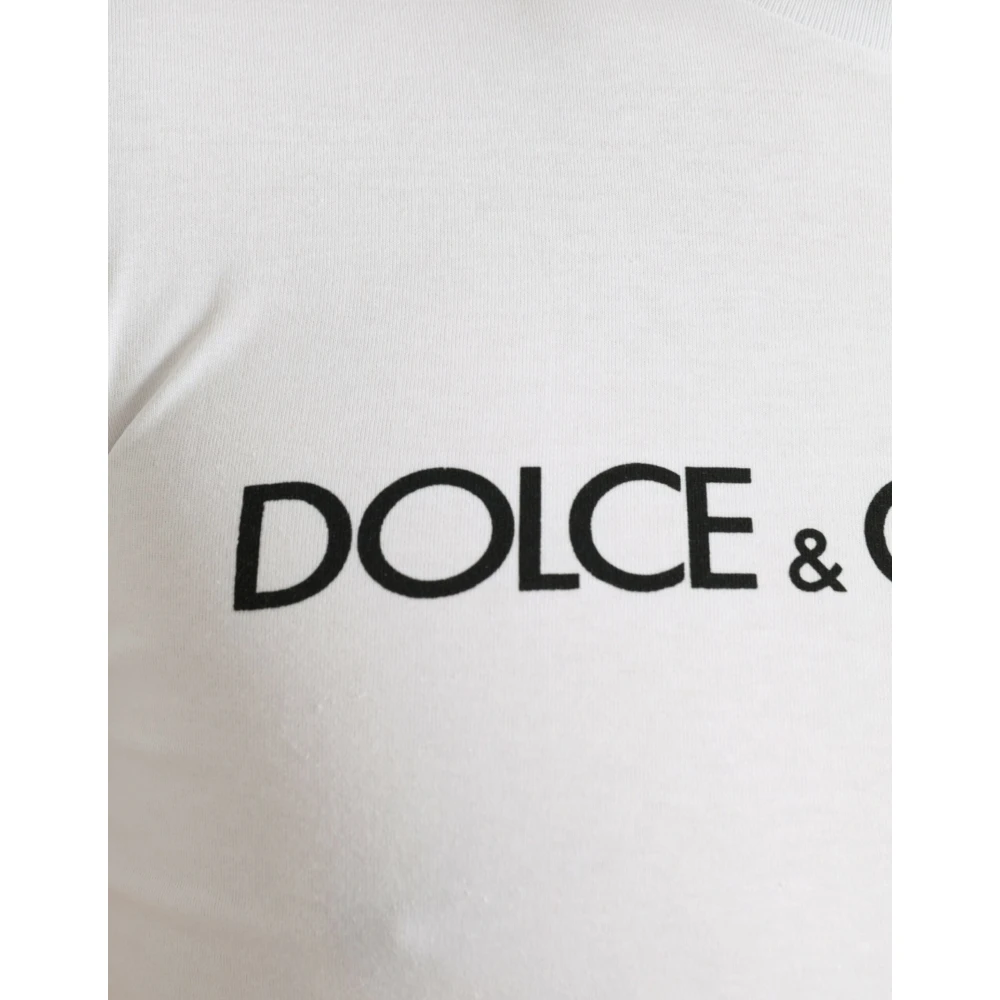 Dolce & Gabbana Elegant wit logo ronde hals t-shirt White Heren