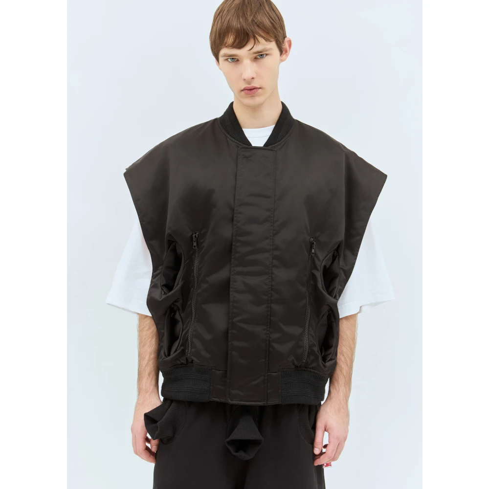 Walter Van Beirendonck Glanzende Tunnel Bomber Jas Black Heren