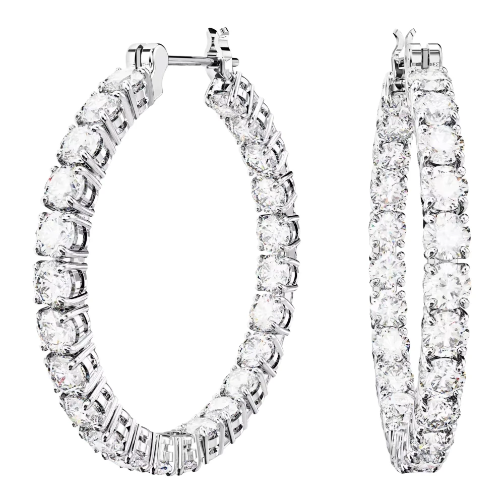 Swarovski Women's Silver Matrix White Cubic Zirconia Hoop Earrings 5647715 In - Image 3