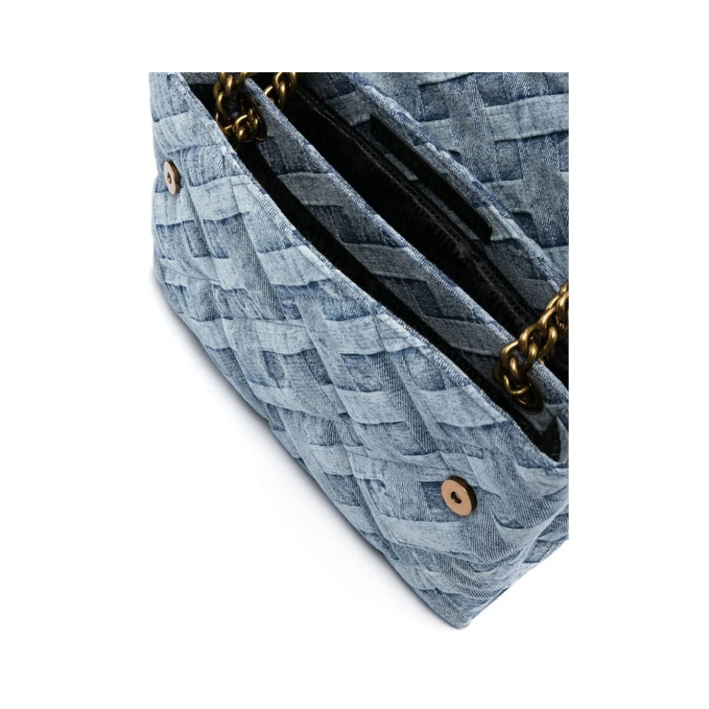 Kurt Geiger Blauwe Denim Schoudertas met Bedrukte Golven Blue Dames