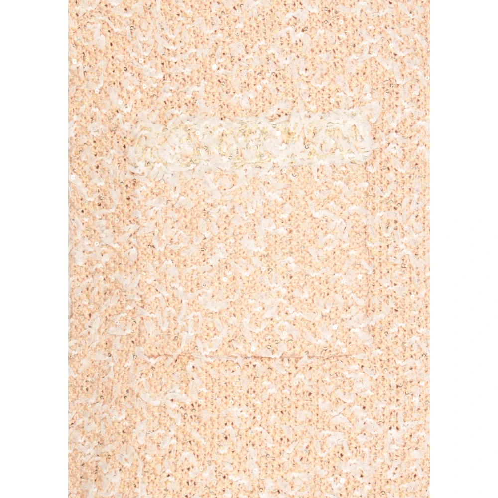Fabiana Filippi Roze Paillet Katoenen Jurk Mouwloos Ronde Hals Pink Dames