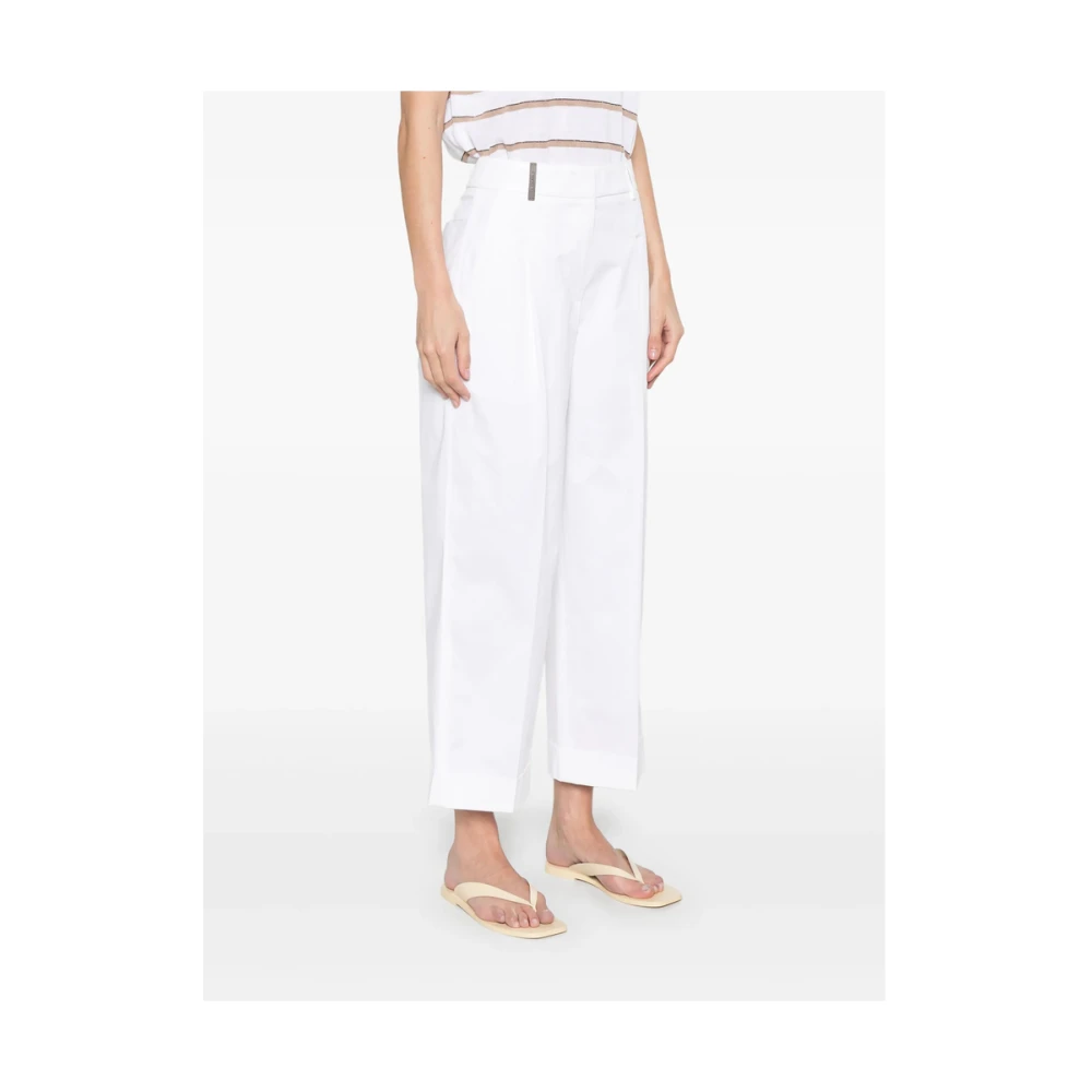 PESERICO Witte broek met knoopsluiting en zakken White Dames