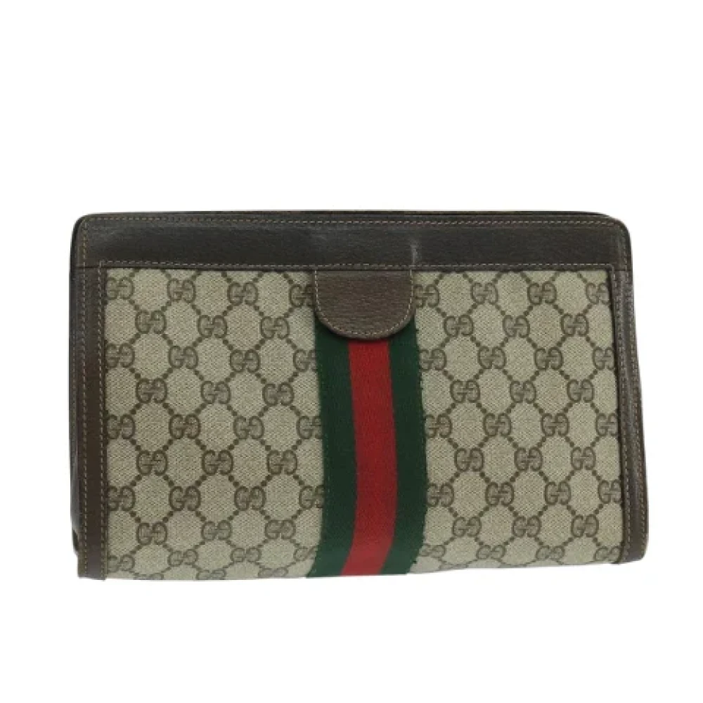 Gucci Vintage Pre-owned Canvas clutches Beige Dames