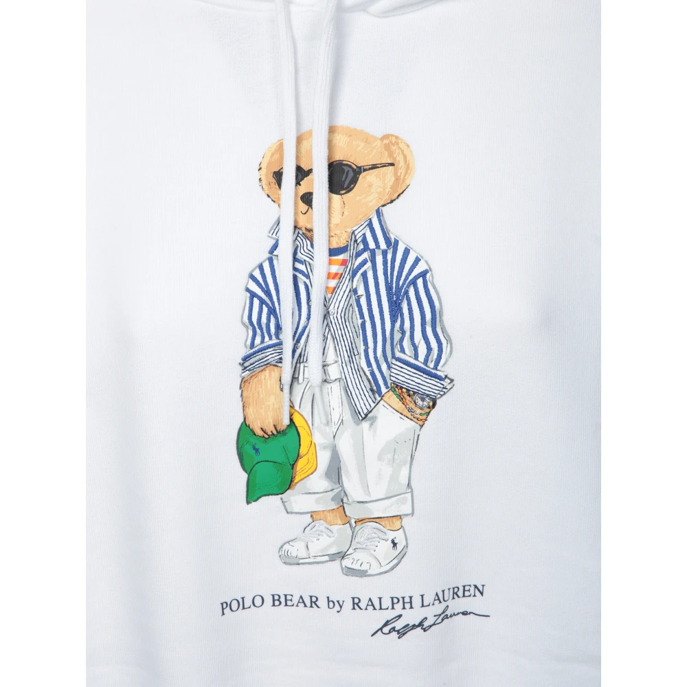 Polo Ralph Lauren Geborduurde Beer Hoodie Sweatshirt White Dames