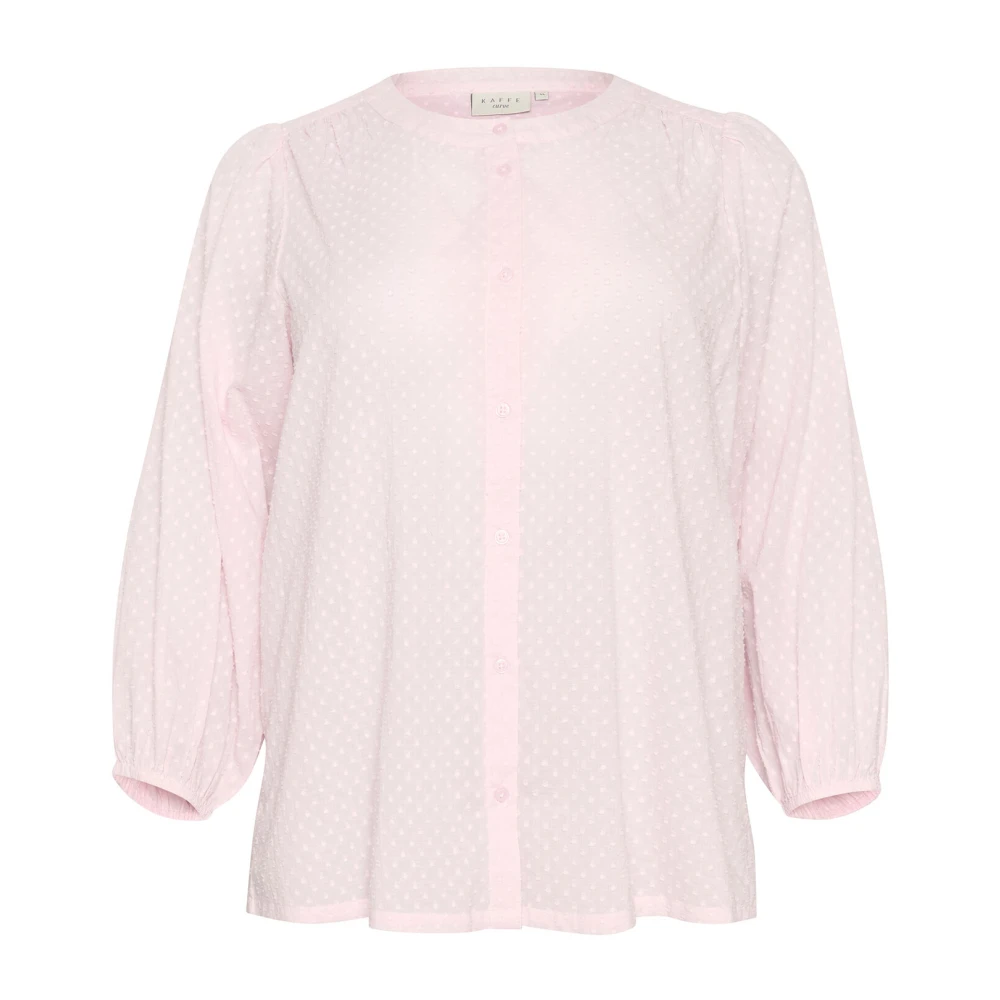 Kaffe Curve Lila Sneeuw Shirt Blouse ¾ Mouwen Pink Dames