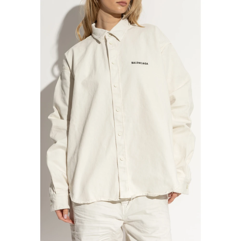 Balenciaga Shirt met logo Beige Dames