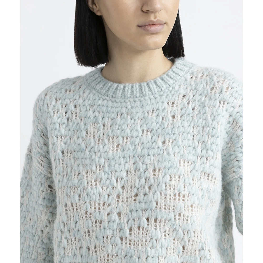 PESERICO Wol alpaca en lurex gemêleerde jacquard trui Blue Dames
