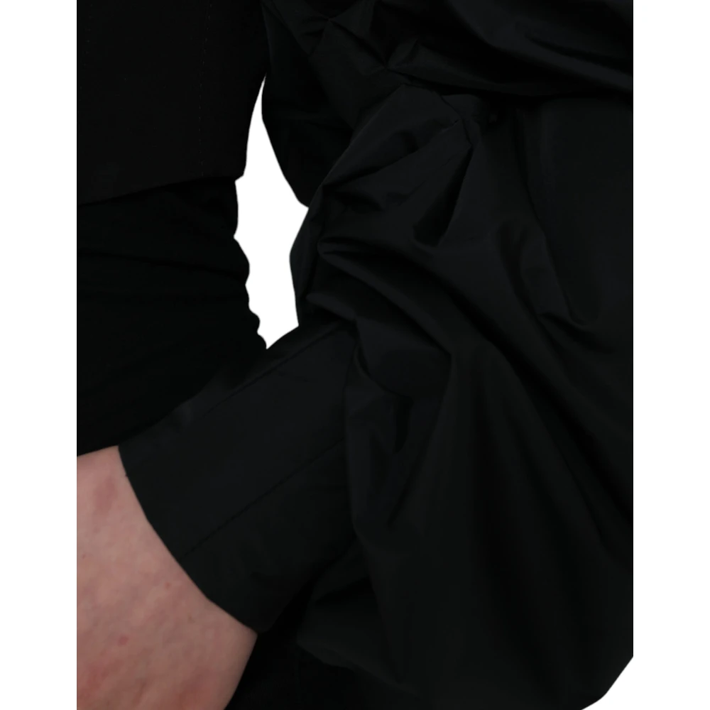 Dolce & Gabbana Zwarte polyesterjas met pofmouwen Black Dames