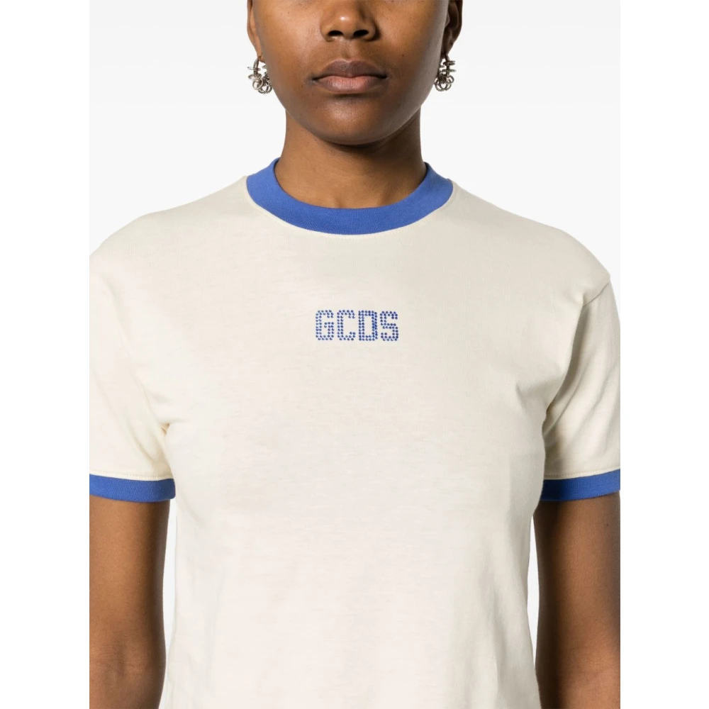 Gcds Lichtblauw Bedrukt T-Shirt White Dames