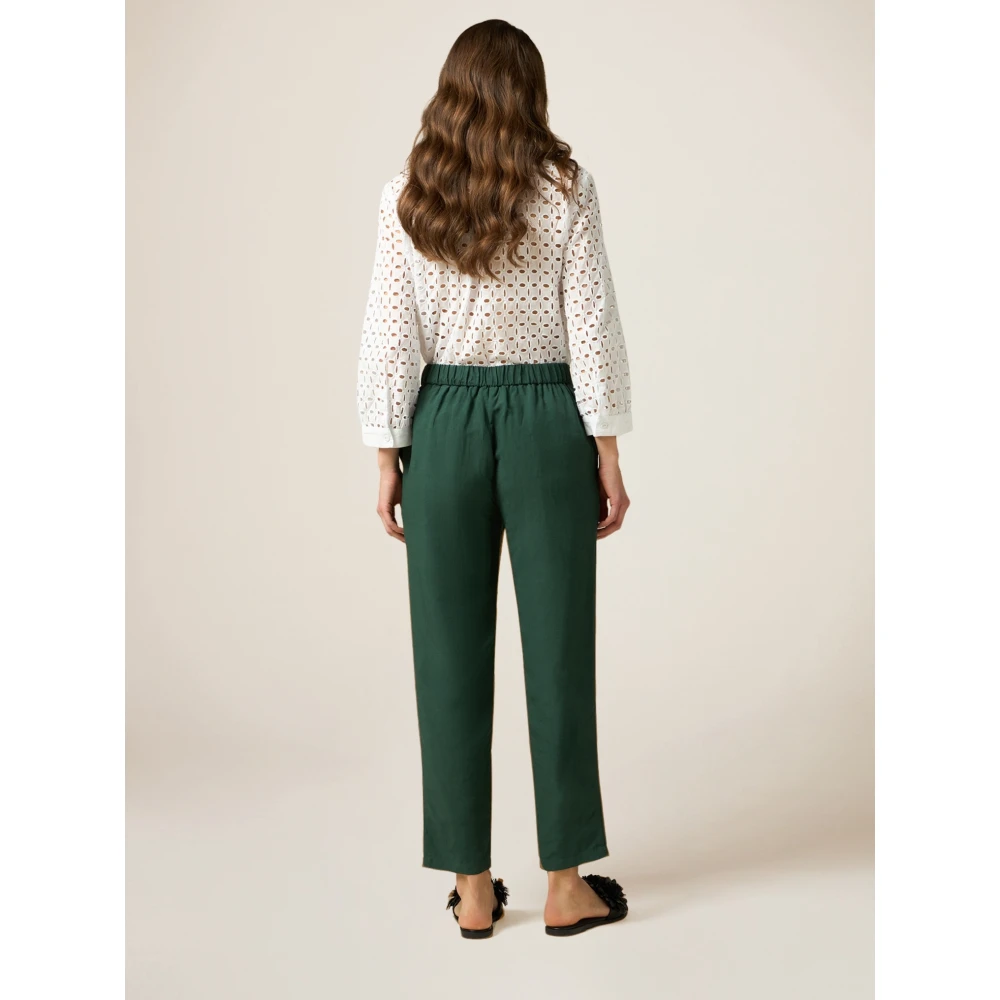 Oltre Linnenblend Joggers Green Dames