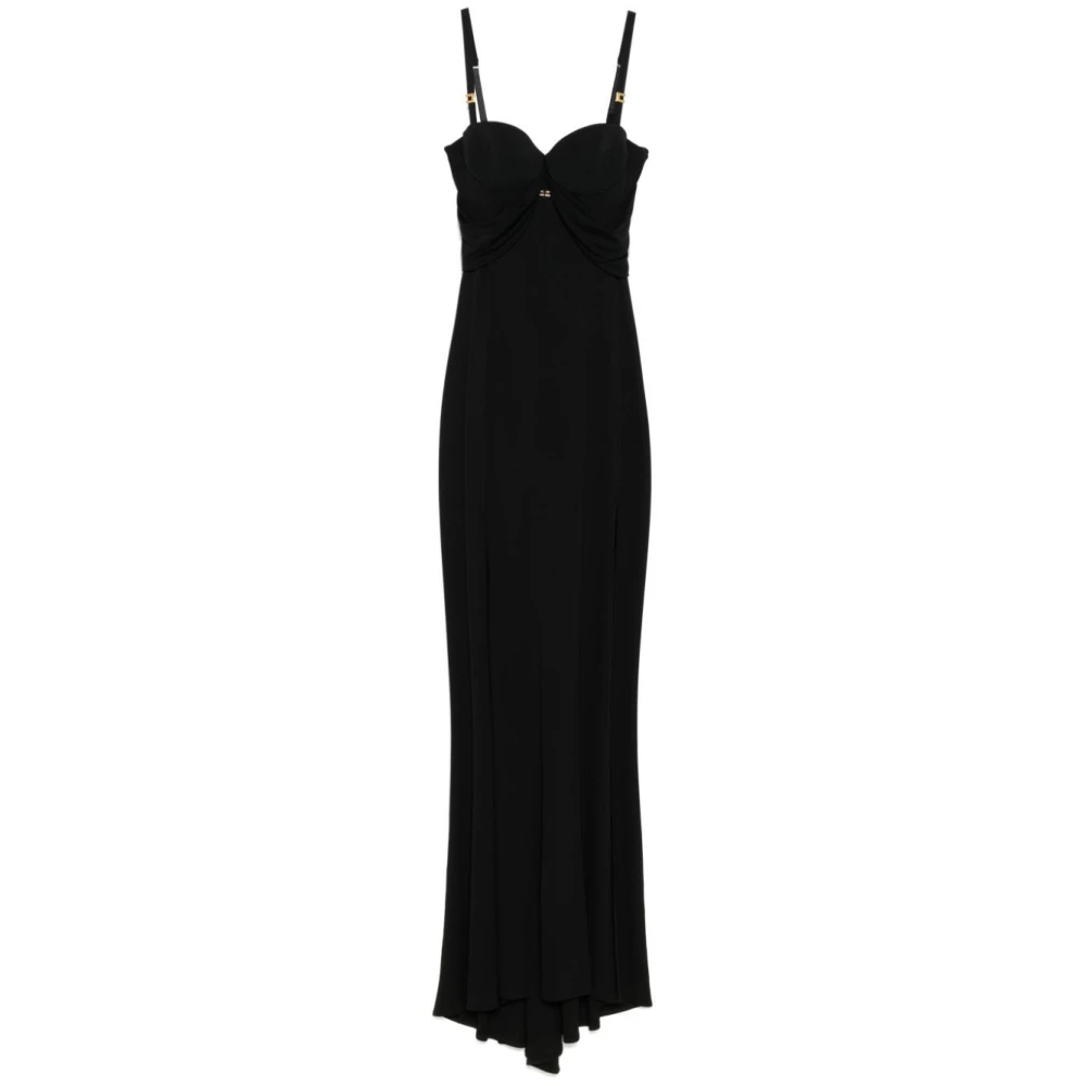 Elisabetta Franchi Elegante Maxi Jurk met Korsetstijl Black Dames