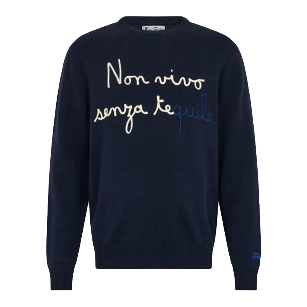 MC2 Saint Barth Blauwe Crew Neck Sweater Heron Blue Heren