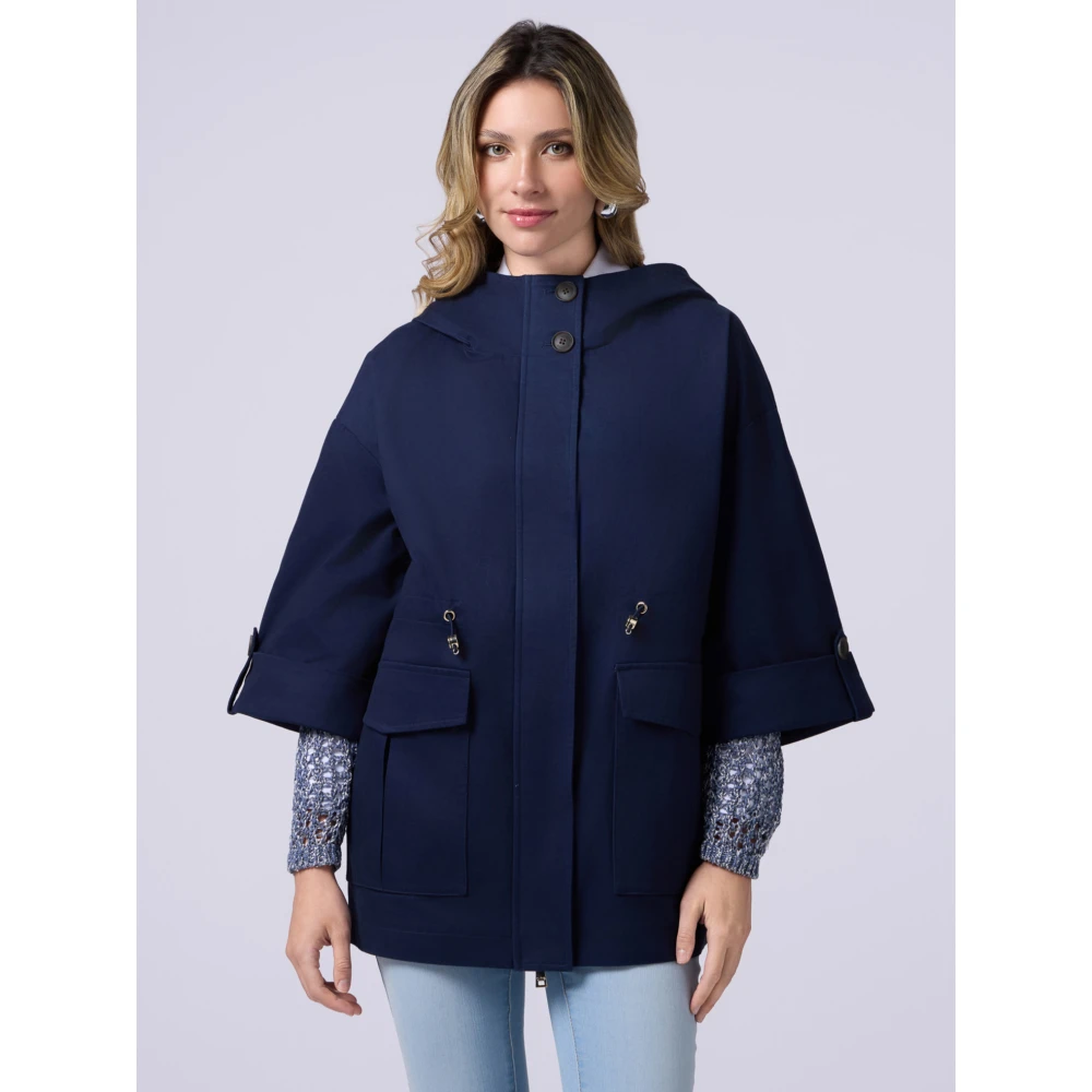 Oltre Parka van katoen met capuchon Blue Dames