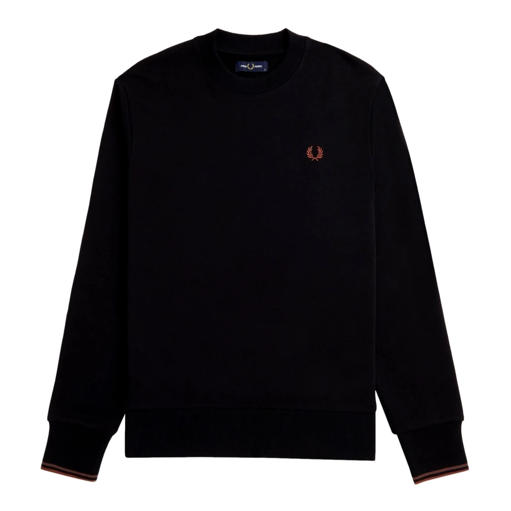 Fred Perry Men's Black Embroidered Logo Crew Neck Sweatshirt - Sweatshirts - L - Sweatshirts & Hoodies