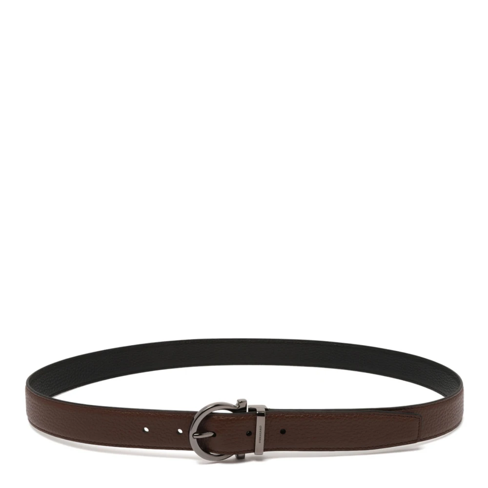 Ferragamo Men's Brown Reversible Gancini Belt