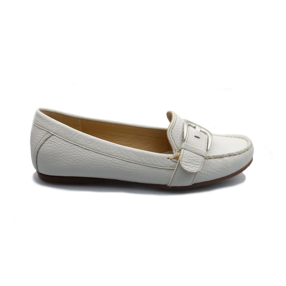 Clarks Eloise Kate Läder Moccasin Pumps White, Dam