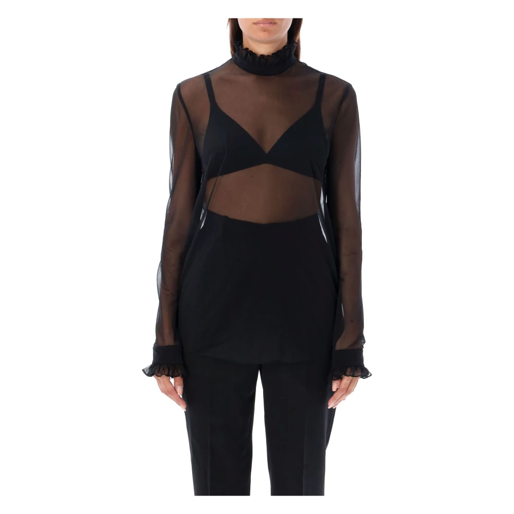 Philosophy di Lorenzo Serafini Blouse met ruchekraag Black Dames