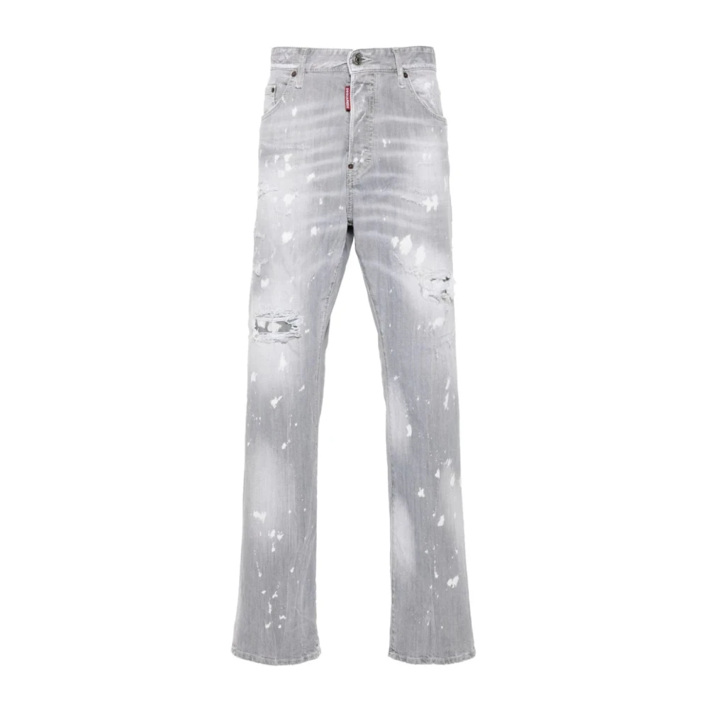 Dsquared2 Distressed Straight-Leg Jeans Gray Heren