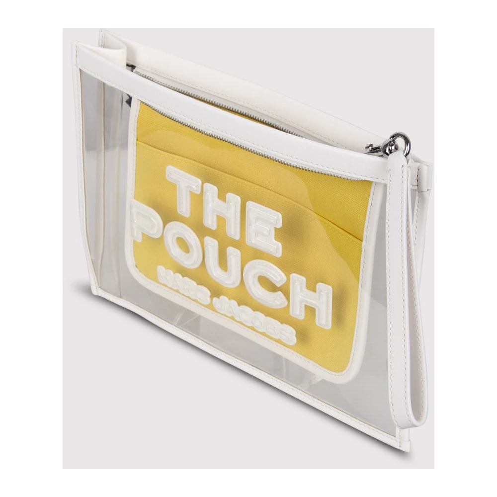Marc Jacobs Gestanste Logo Pouch Clutch met Rits White Dames