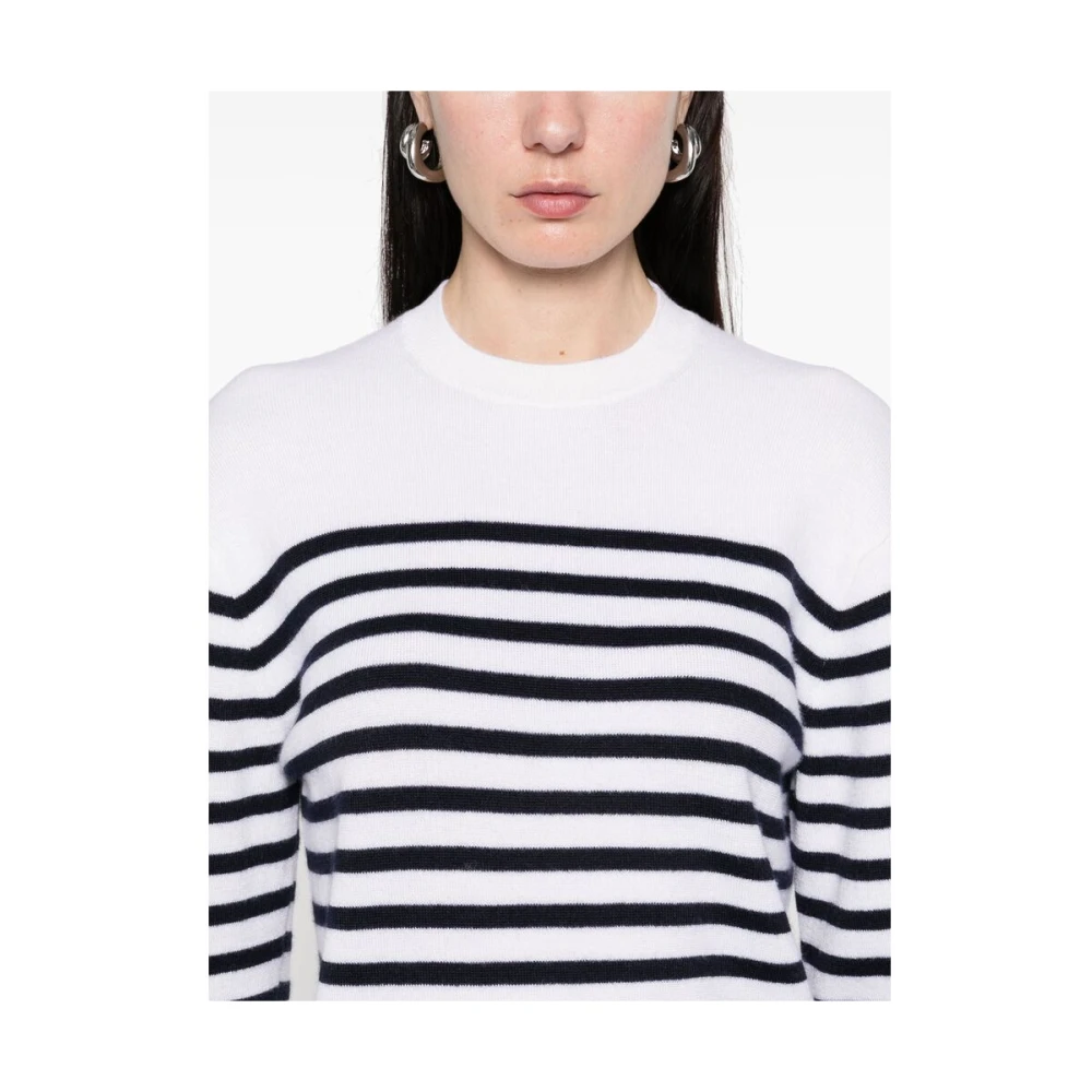 Khaite Witte Geribbelde Crew Neck Sweater White Dames