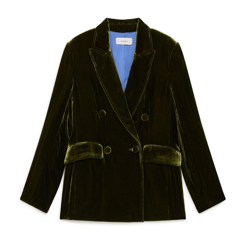 Maliparmi Women's Green Blazers, M, Fluid Velvet Jacket