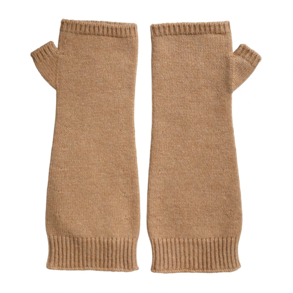Dolce & Gabbana Bruine Cashmere Fingerloze Handschoenen Brown Dames