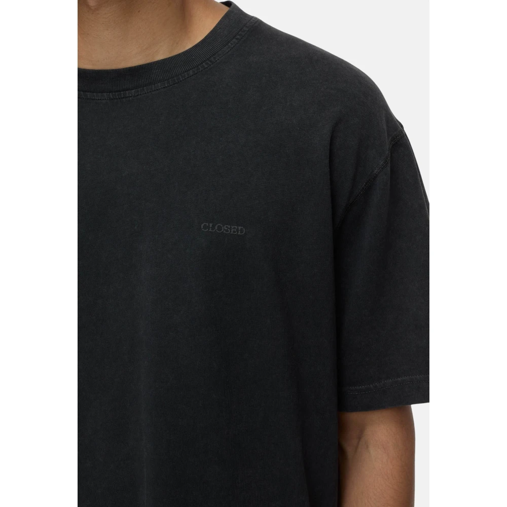 closed Stone Washed Logo Print Jersey T-shirt Black Heren