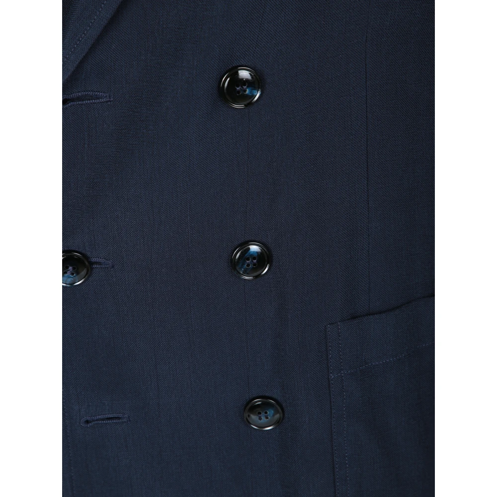Giorgio Armani Zijde-effect double-breasted jas Blue Heren