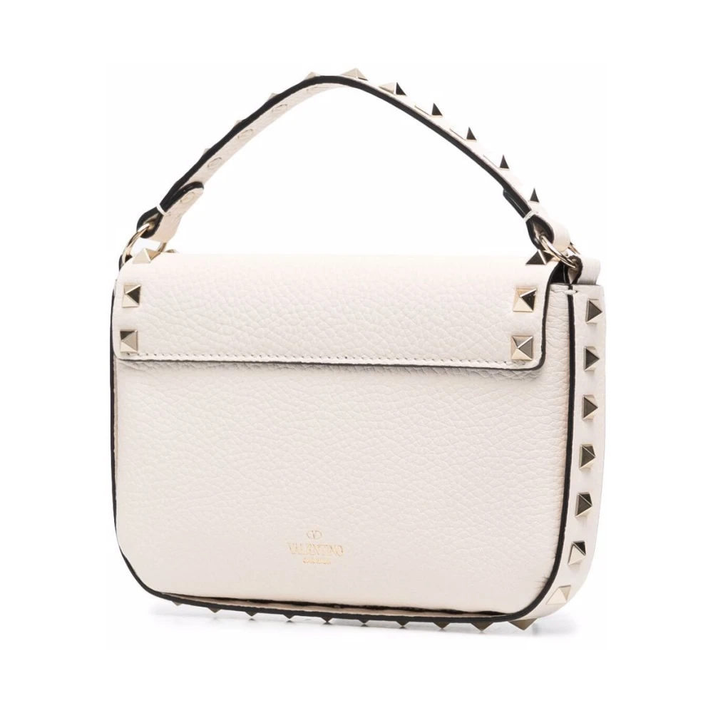 Valentino Garavani Studded Ivory Leren Schoudertas Beige Dames