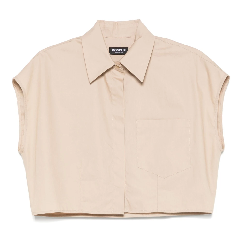 Dondup Mouwloze Cropped Shirt Beige Dames
