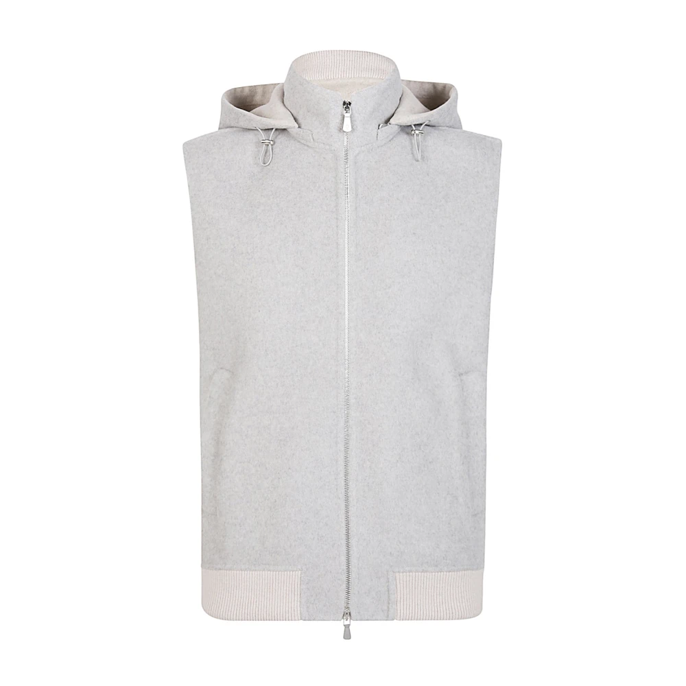 Eleventy Kasjmier Hooded Ritsvest Gray Heren