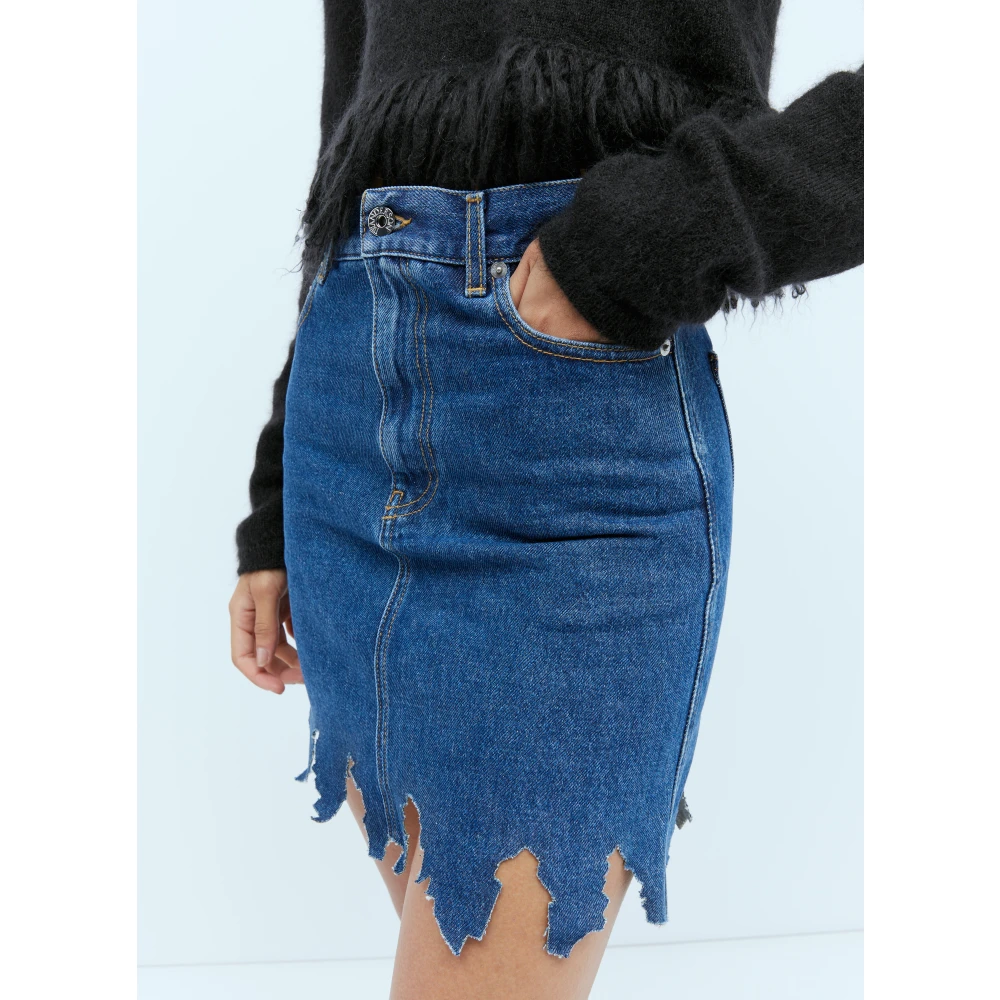 JW Anderson Denim Lasergesneden Midi Rok Blue Dames