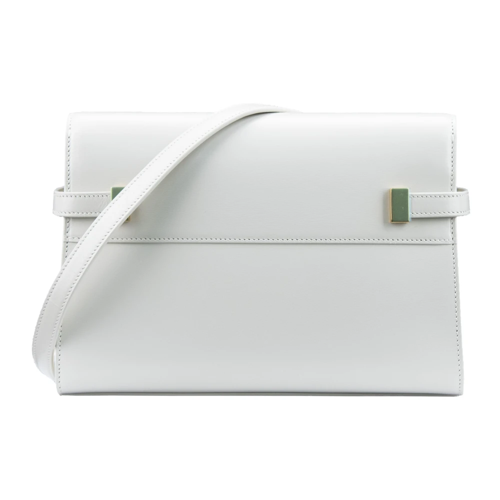 Saint Laurent Leren Schoudertas met Gesp Magnetische Knoop White Dames