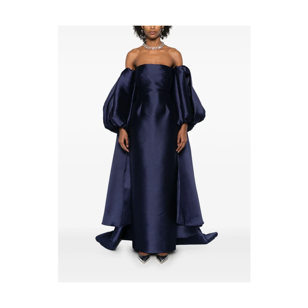 Solace London Navy Blue Cape Inzet Jurk Blue Dames