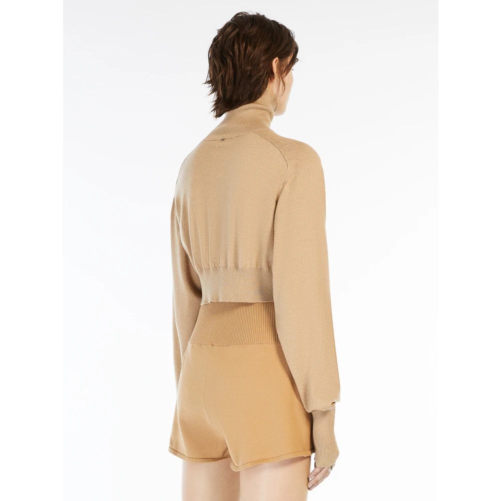 SPORTMAX Beige Wol Mock Neck Sweater Beige Dames