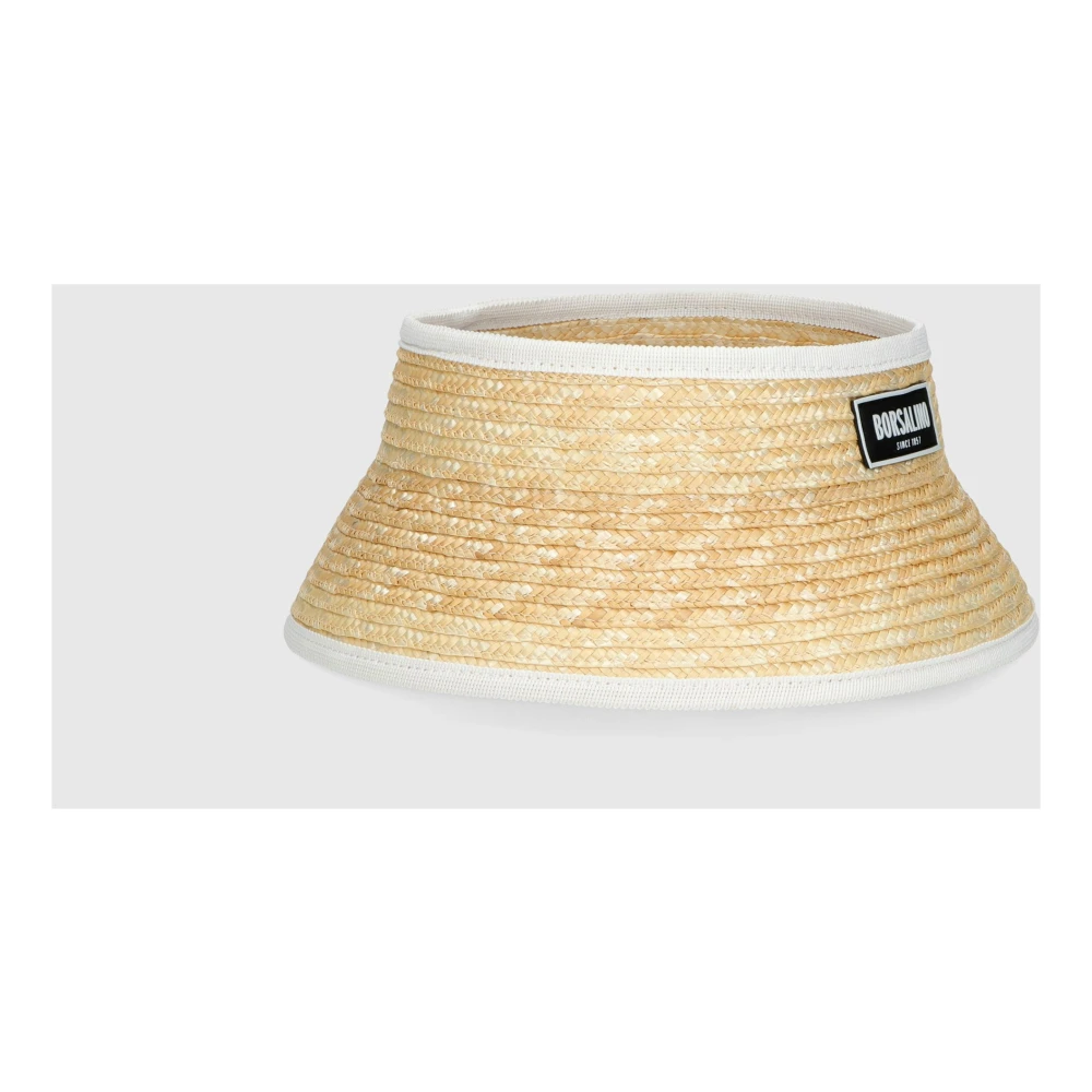 Borsalino Gevlochten Stro Zonneklep met Grosgrain Rand Beige Heren